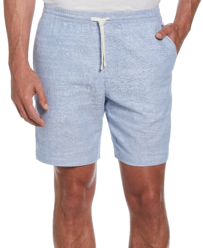 Men's floral print silk blend shorts for a unique night - out lookLinen Blend 8" Cross Dyed Slub Short