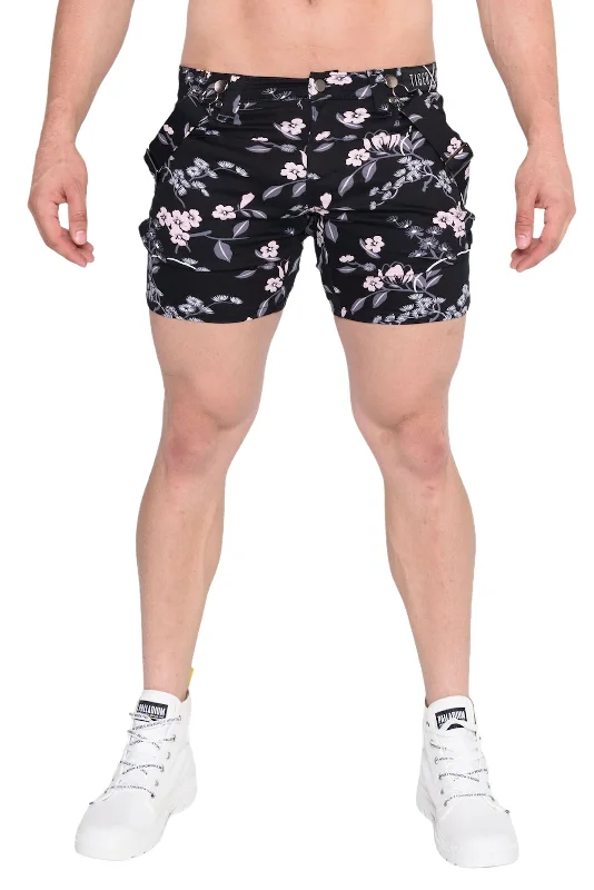 Men's side - stripe track shorts for a sporty running lookLuq Black Blossom Short