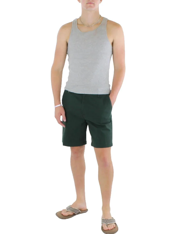 Men's elastic waistband lounge shorts for lazy weekends at homeMens Canvas Stretch Deck Shorts Flat Front