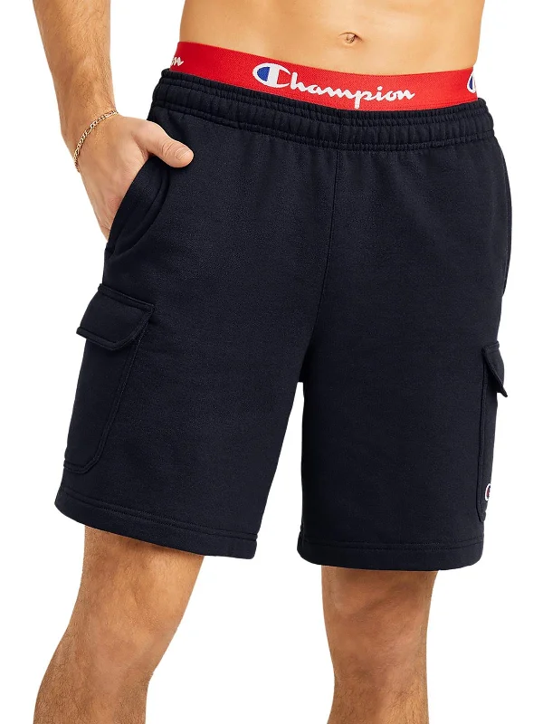 Men's drawstring casual linen shorts for a laid - back summer lookMens Fleece Powerblend Flat Front