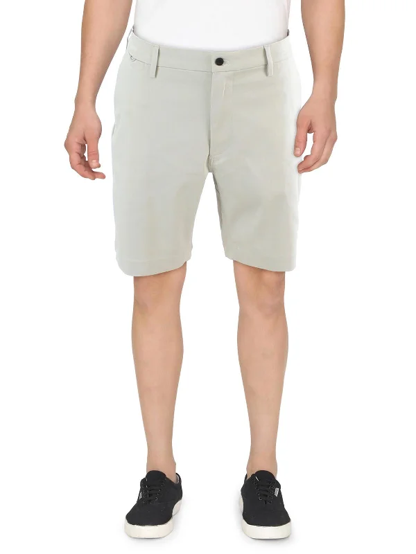 Men's pleated front twill shorts for a classic and sophisticated appearanceMens Solid Cotton Flat Front