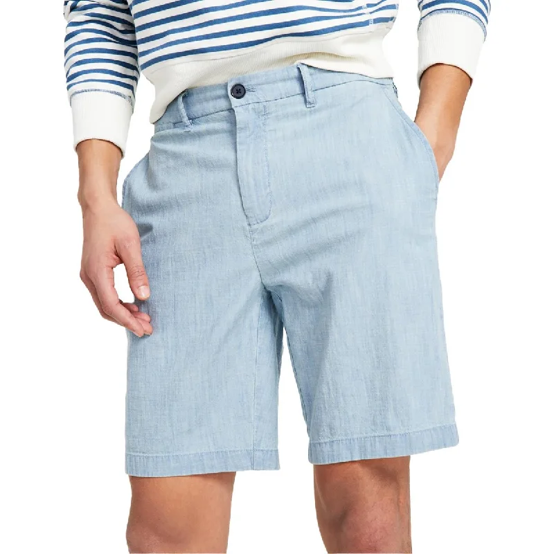 Men's high - waisted swim shorts with UPF protection for beach vacationsMens Stretch Cotton Flat Front