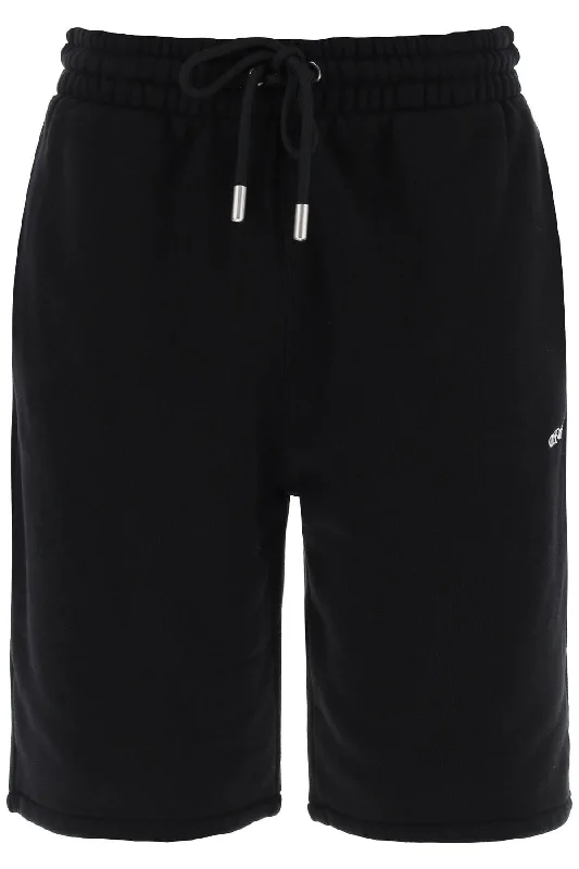 Men's zip - pocket canvas shorts for added functionality during travelOff- Men's "Sporty Bermuda Shorts With Embroide Arrow