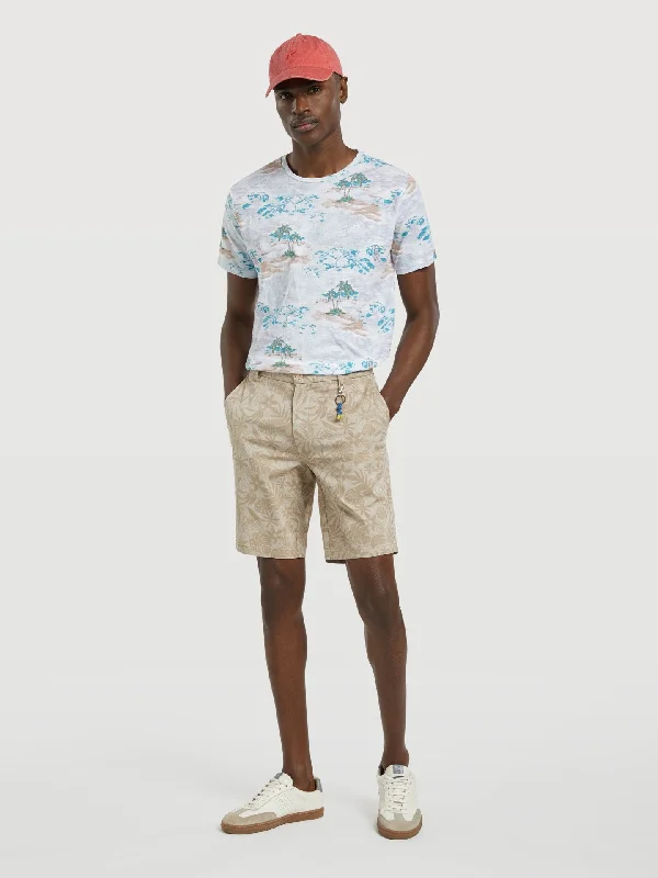 Men's adjustable - length convertible shorts for versatile usePrinted Slim Fit Bermuda