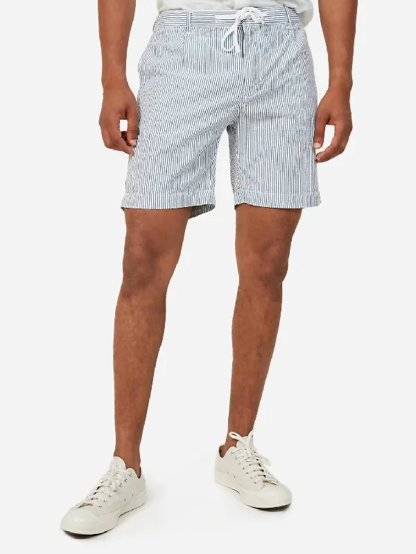 Men's ripped denim shorts for a trendy streetwear aestheticStriped Woven Tank Short In Blue/white