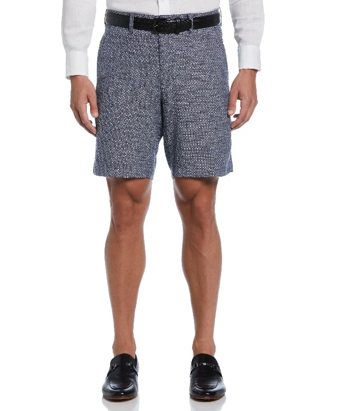 Men's side - stripe track shorts for a sporty running lookTextured Linen-Blend Flat Front Short