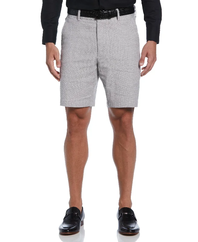 Men's wide - leg linen blend shorts for a relaxed beachside vibeTextured Linen-Blend Flat Front Short