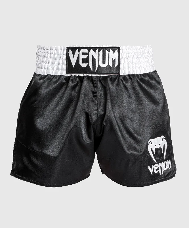 Men's wide - leg linen blend shorts for a relaxed beachside vibeVenum Classic - Muay Thai Short Black/White/White