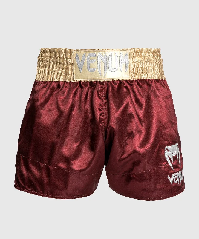 Men's wide - leg linen blend shorts for a relaxed beachside vibeVenum Classic Muay Thaï Short - Burgundy/Gold/White