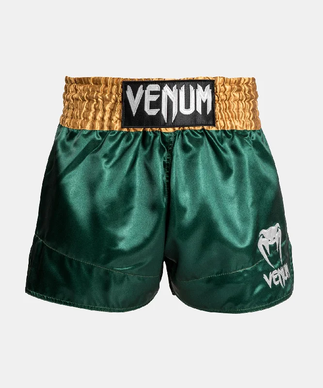 Men's pastel - colored cotton shorts for a spring - friendly outfitVenum Classic Muay Thaï Short - Green/Gold/White