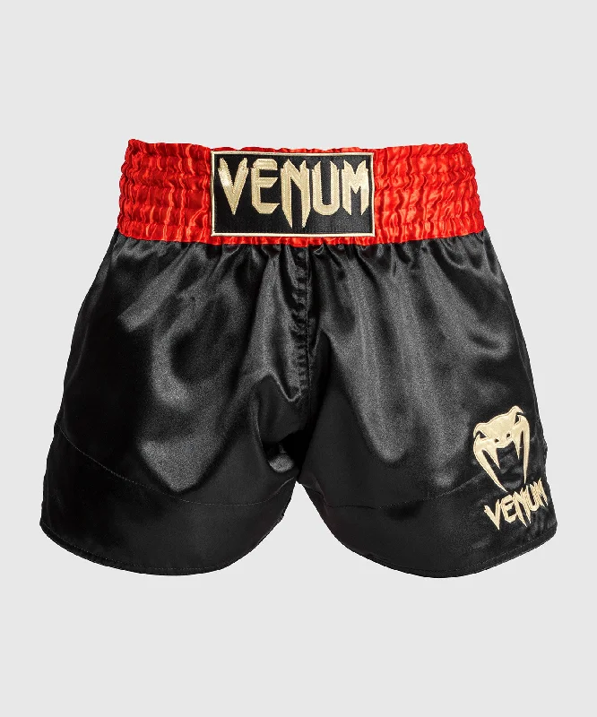 Men's zip - pocket canvas shorts for added functionality during travelVenum Classic Muay Thaï Short Red/Black/Gold