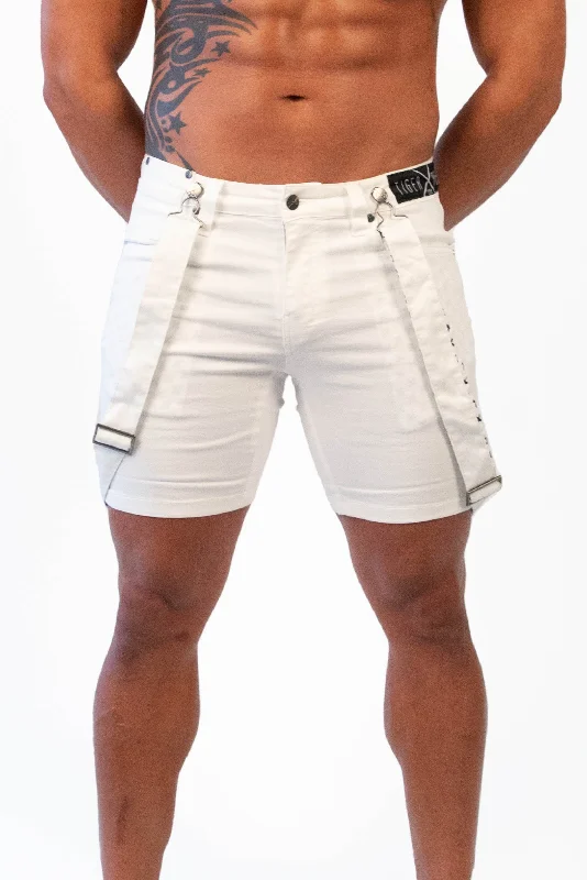 Men's button - fly denim work shorts for durability on the jobWADE White Short